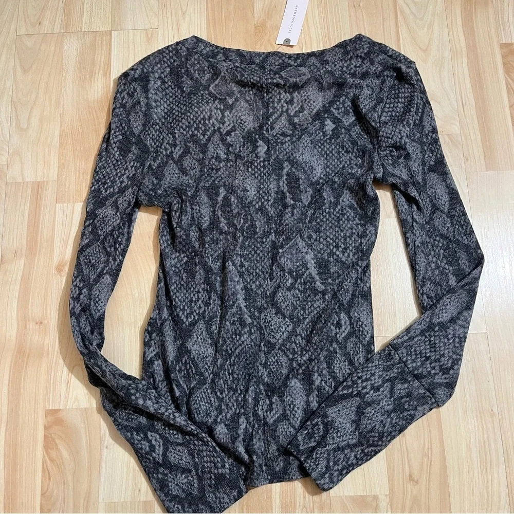Anthropologie Andie Ribbed Tissue Henley Top by Pilcro New With Tags Womens XS